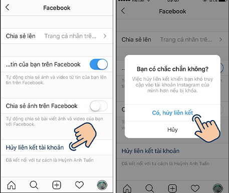 Hướng dẫn hủy liên kết page facebook với instagram