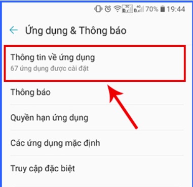 Click vào Thông tin về ứng dụng