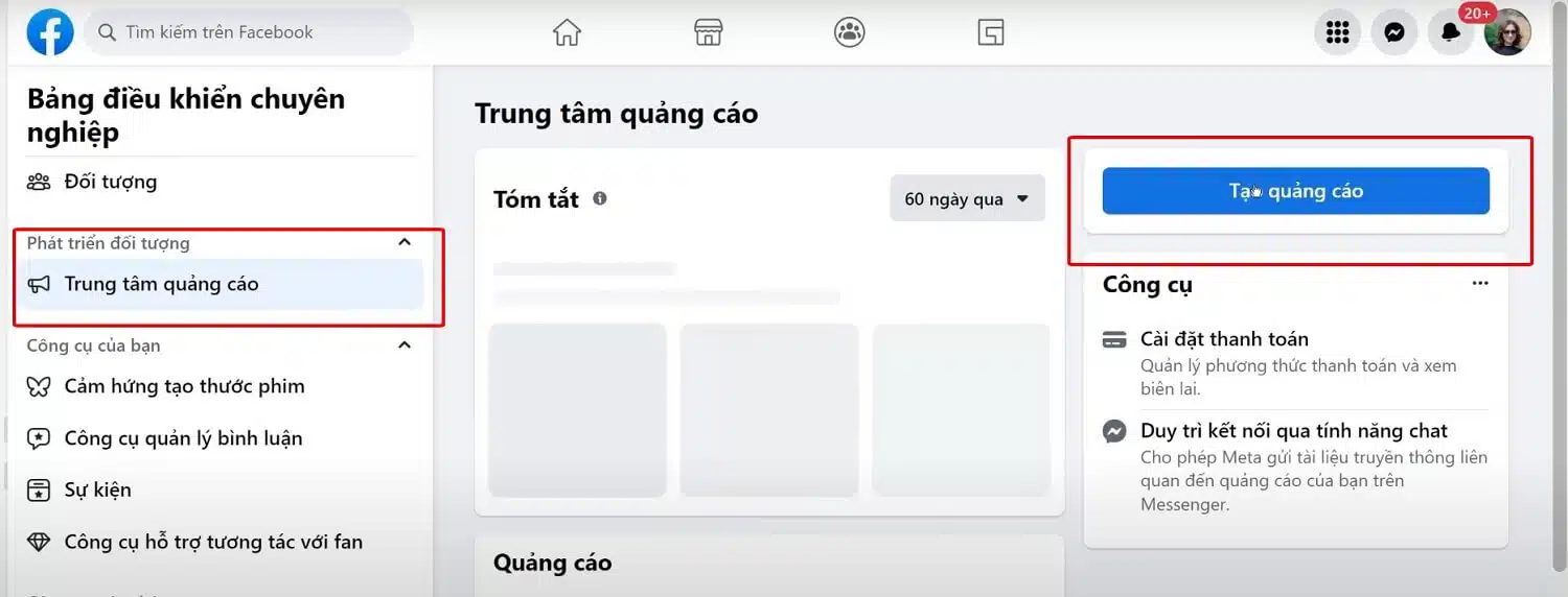 "Tạo quảng cáo mới"