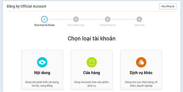 Chọn loại zalo page